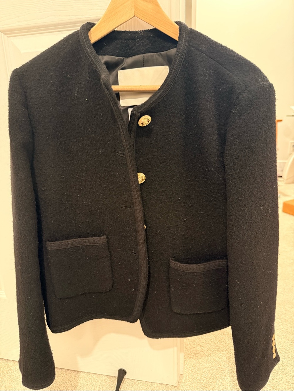 Dunst Women's Black Wool Blend Button-Front Jacket